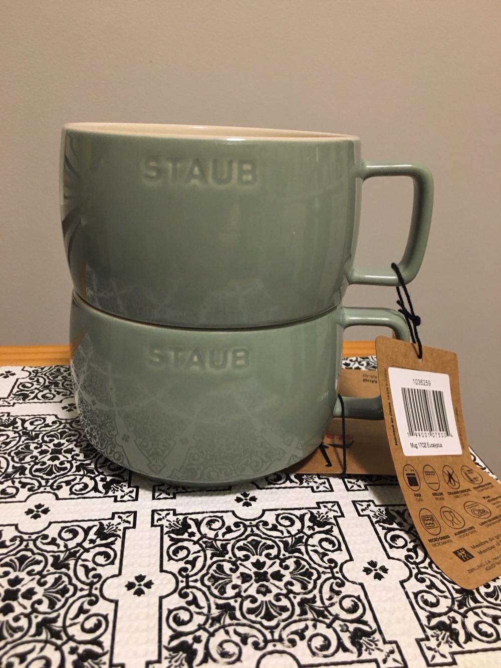 NWT Set of Two Staub Ceramic Mug 16.9 fl oz  | 500 ml in Eucalyptus